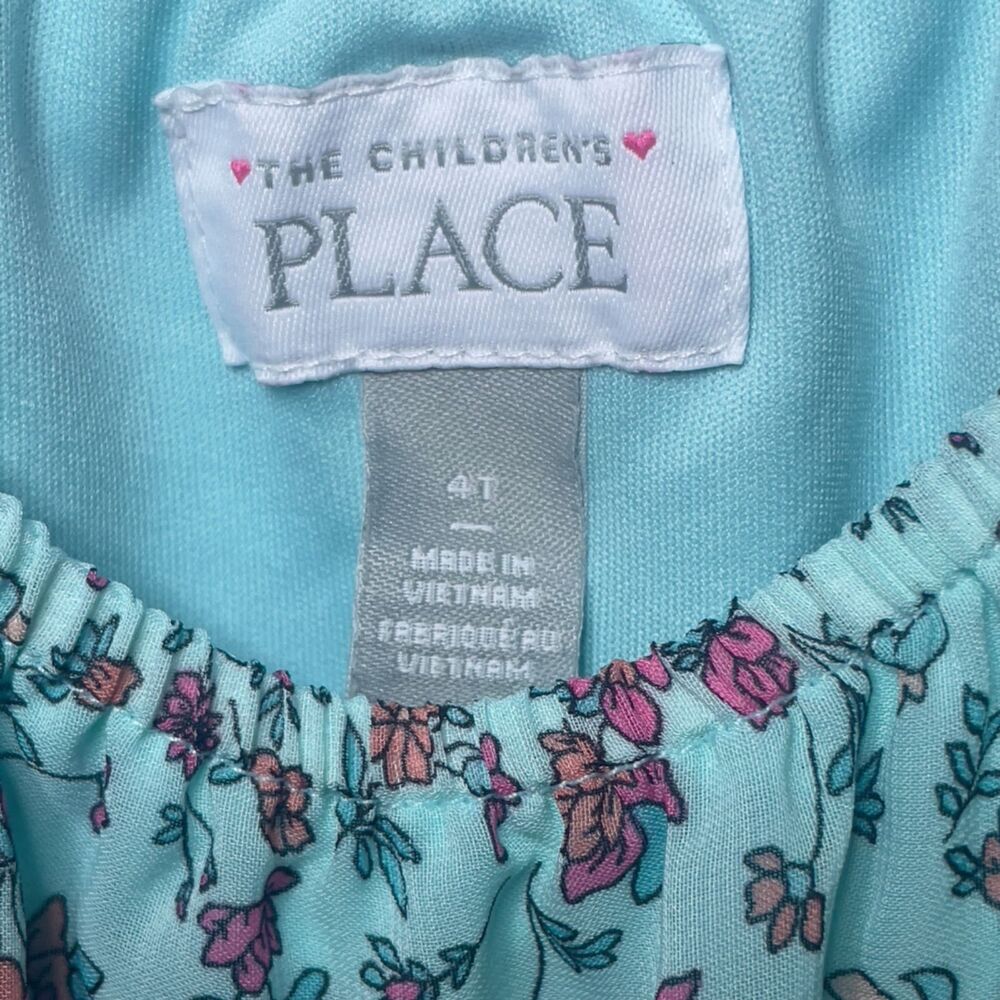 Toddler Girls Floral Dress 4T Spaghetti Strap Tiered Sundress Mint Green - Picture 8 of 8